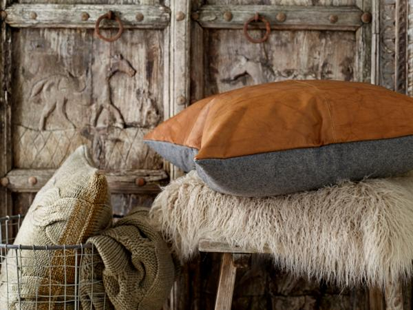 Södahl Lodge leather Pude 60 x 60 cm Sort/Tobacco