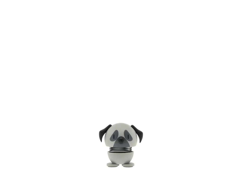 Hoptimist Mops Hund 4,4x4,8x4,9 cm, Mini, Grå