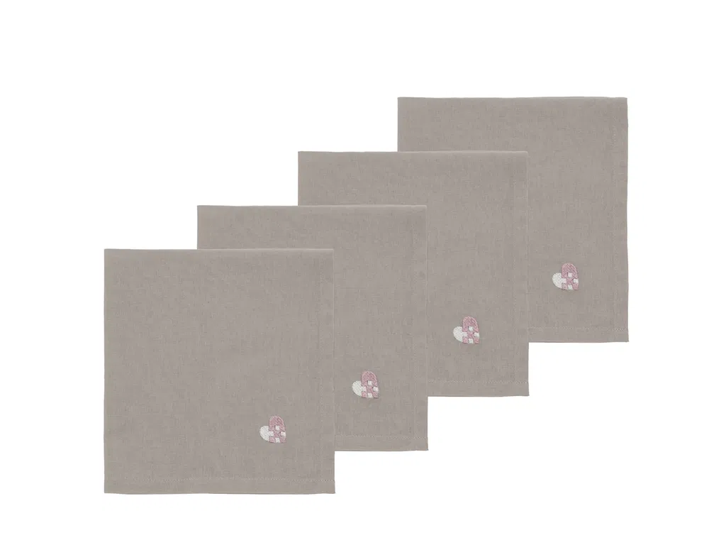 Södahl Stofservietter Christmas Hearts Embroidery 4 stk. Rose