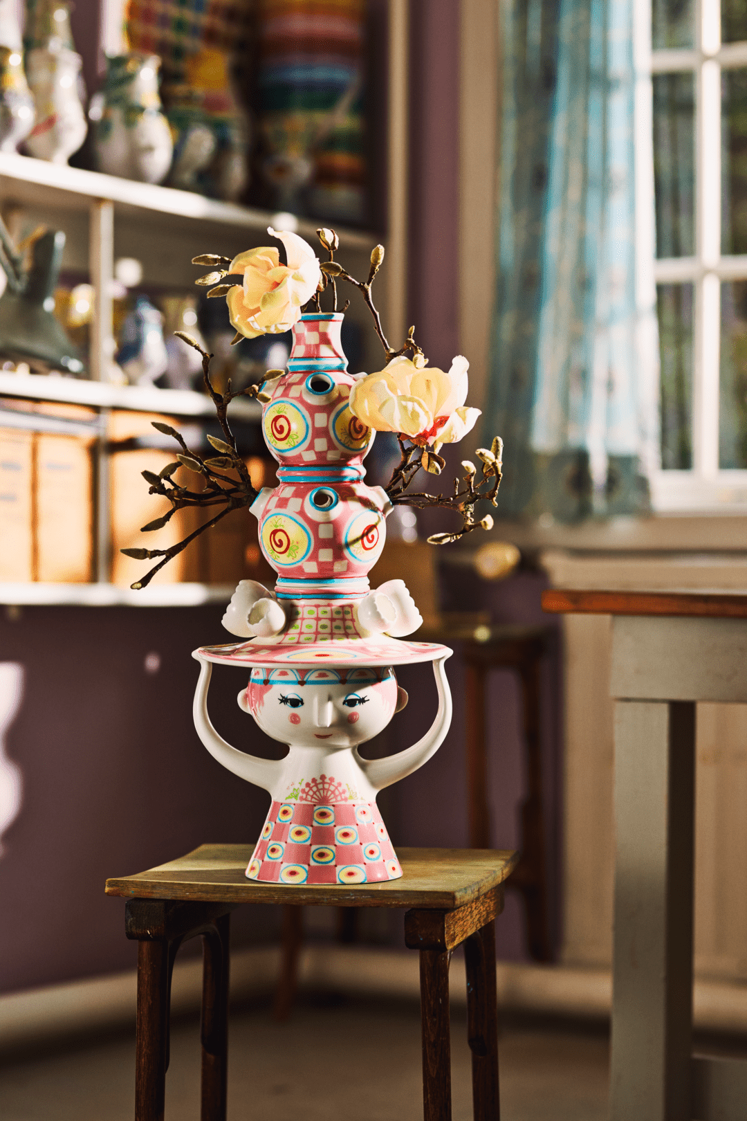 Wiinblad Dame med hat Vase H50 cm pink