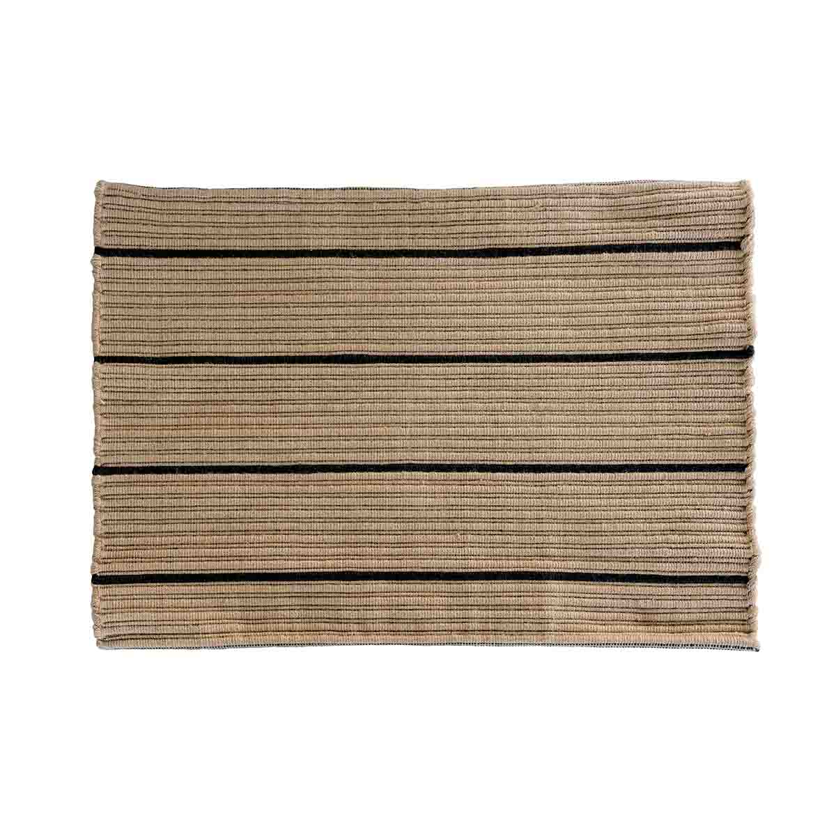 MOUD Home STRIPE dørmåtte 50x72 cm - beige/sort - genanvendt polyester