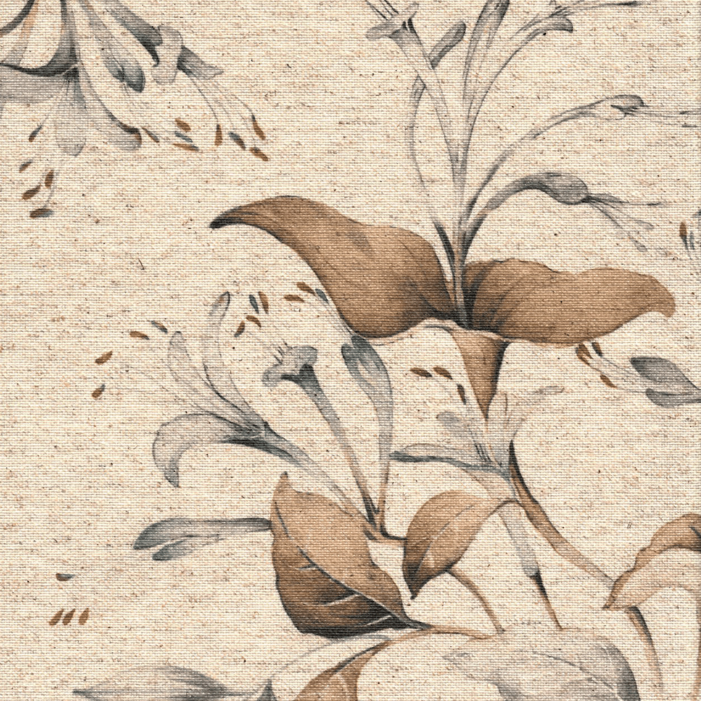 Akryldug med antislip - Grå Grene - i metermål