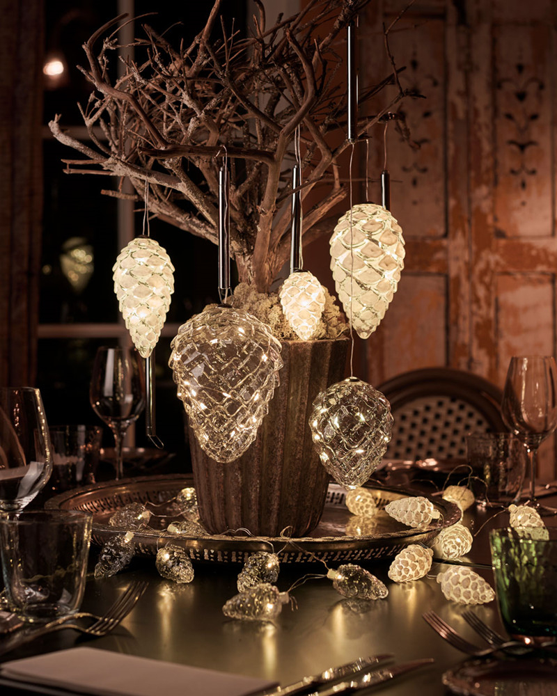 Celina kogle Guirlande, 8 lys, hvid