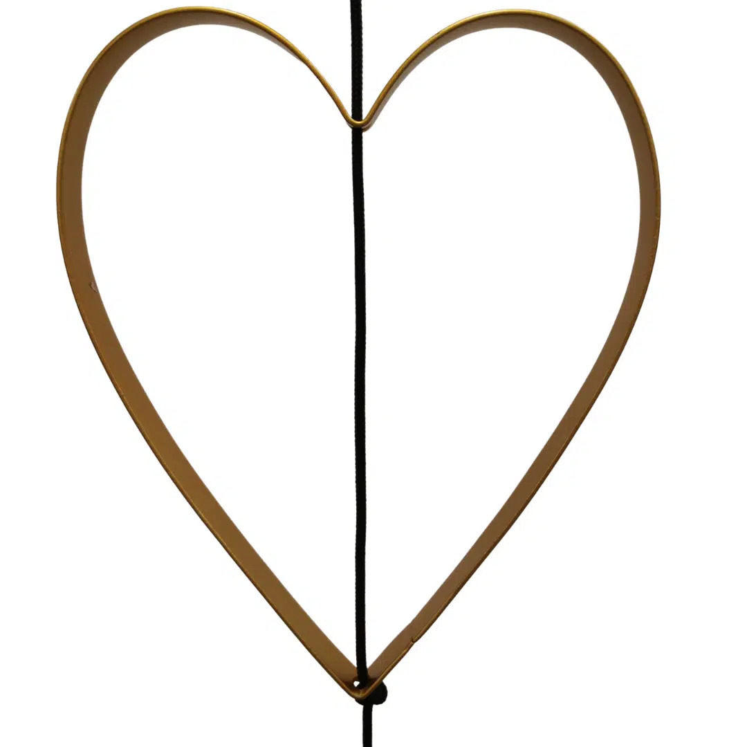 Jernhjerte outline, gold, stor 2. Sort*