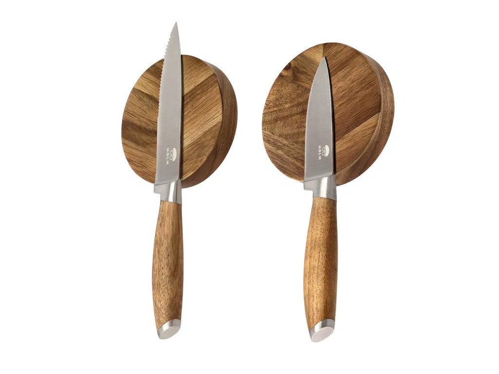 Holm Knivmagnet 9 x 2 cm 2 stk Akacietræ