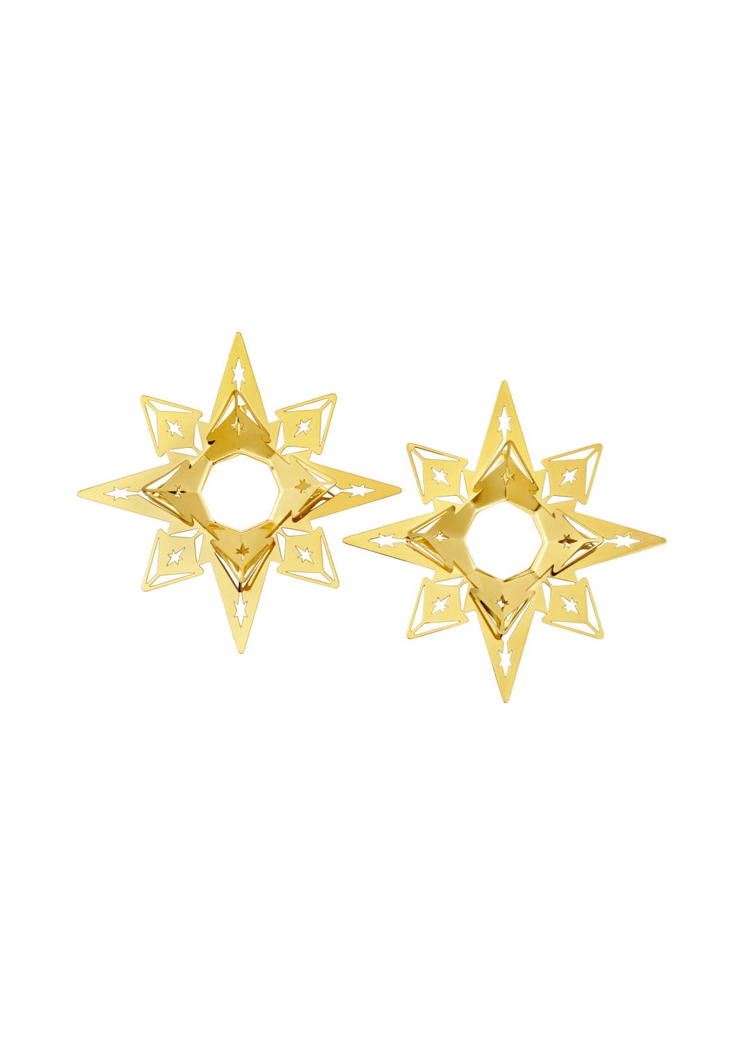 Lysmanchet stjerne H3 forgyldt 2 stk.