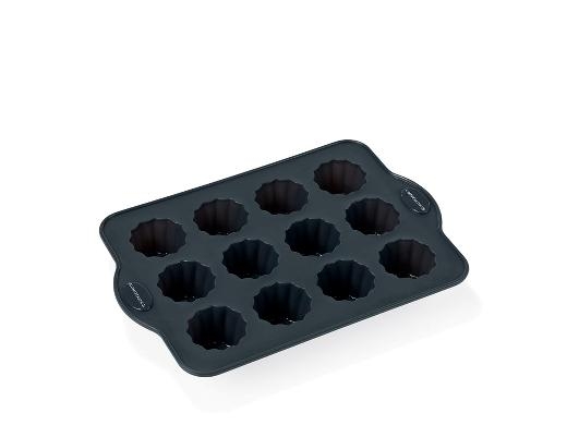 Blomsterbergs Portionsform, rillet 12 huller, sort*