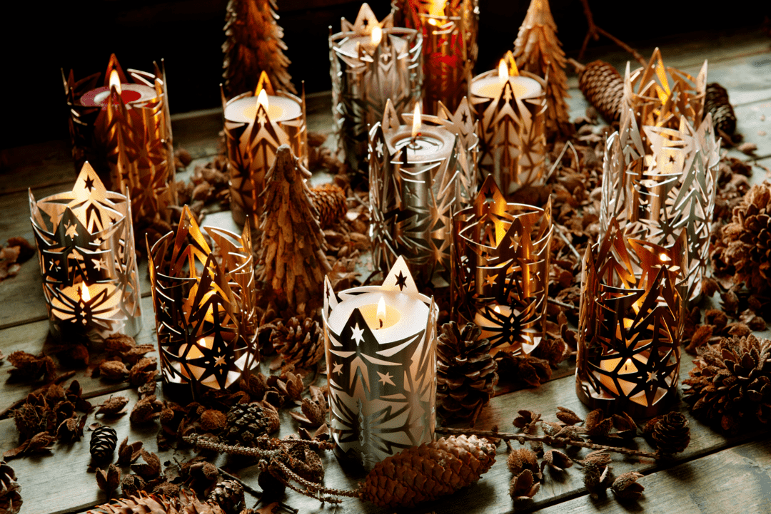 Lysestage Ø8 cm forgyldt