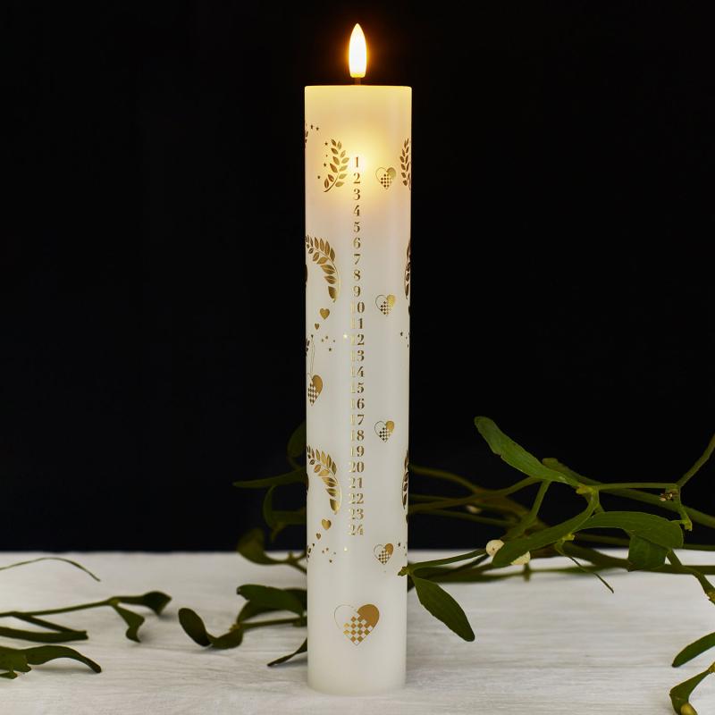 Siruis Sille Kalenderlys, Edition 2025 Ø4,8xH29 cm, Hvid