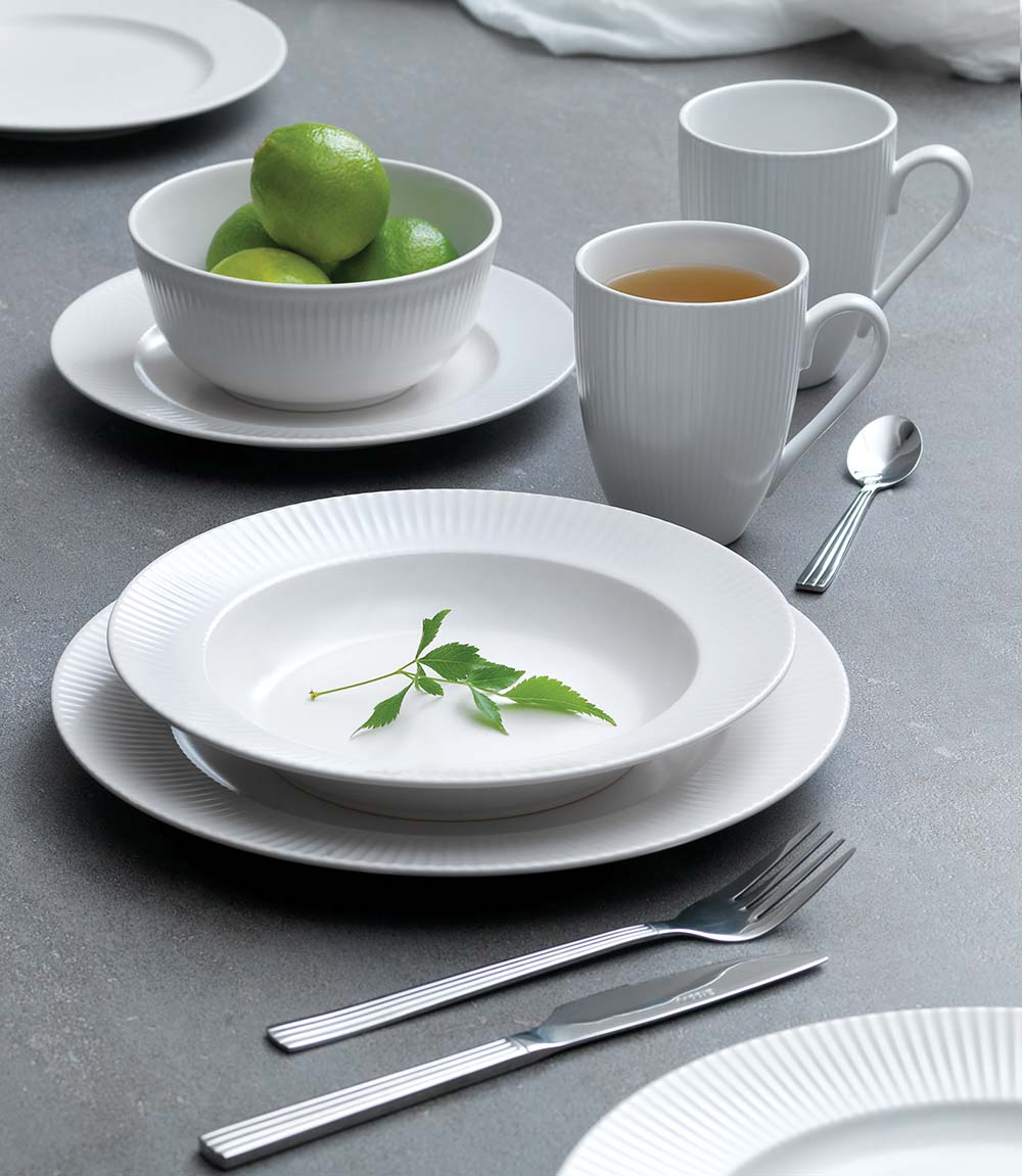 Groovy Porcelæn, Flad tallerken, 19 cm, hvid