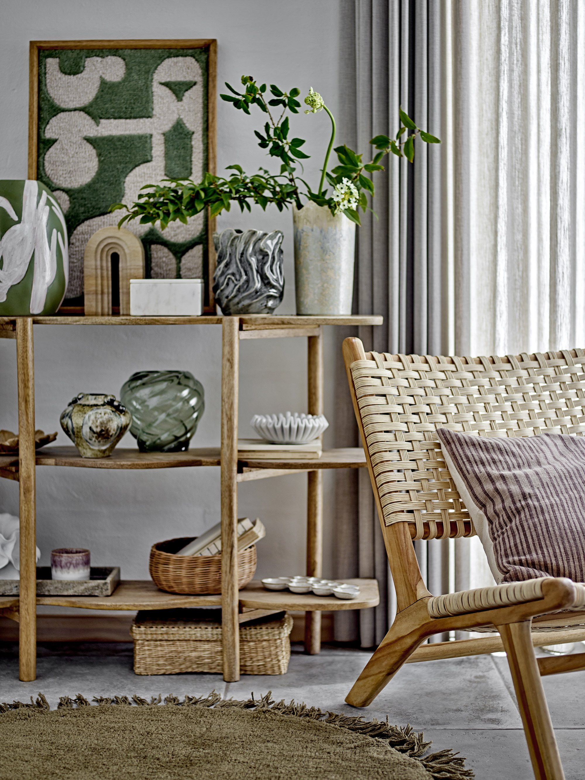 Adalena Deko Vase, Grøn, Stentøj, D23,5xH30,5 cm