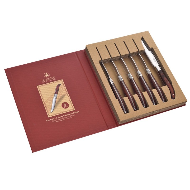 Laguiole Heritage Steakknive Pakka Træ 6 stk.