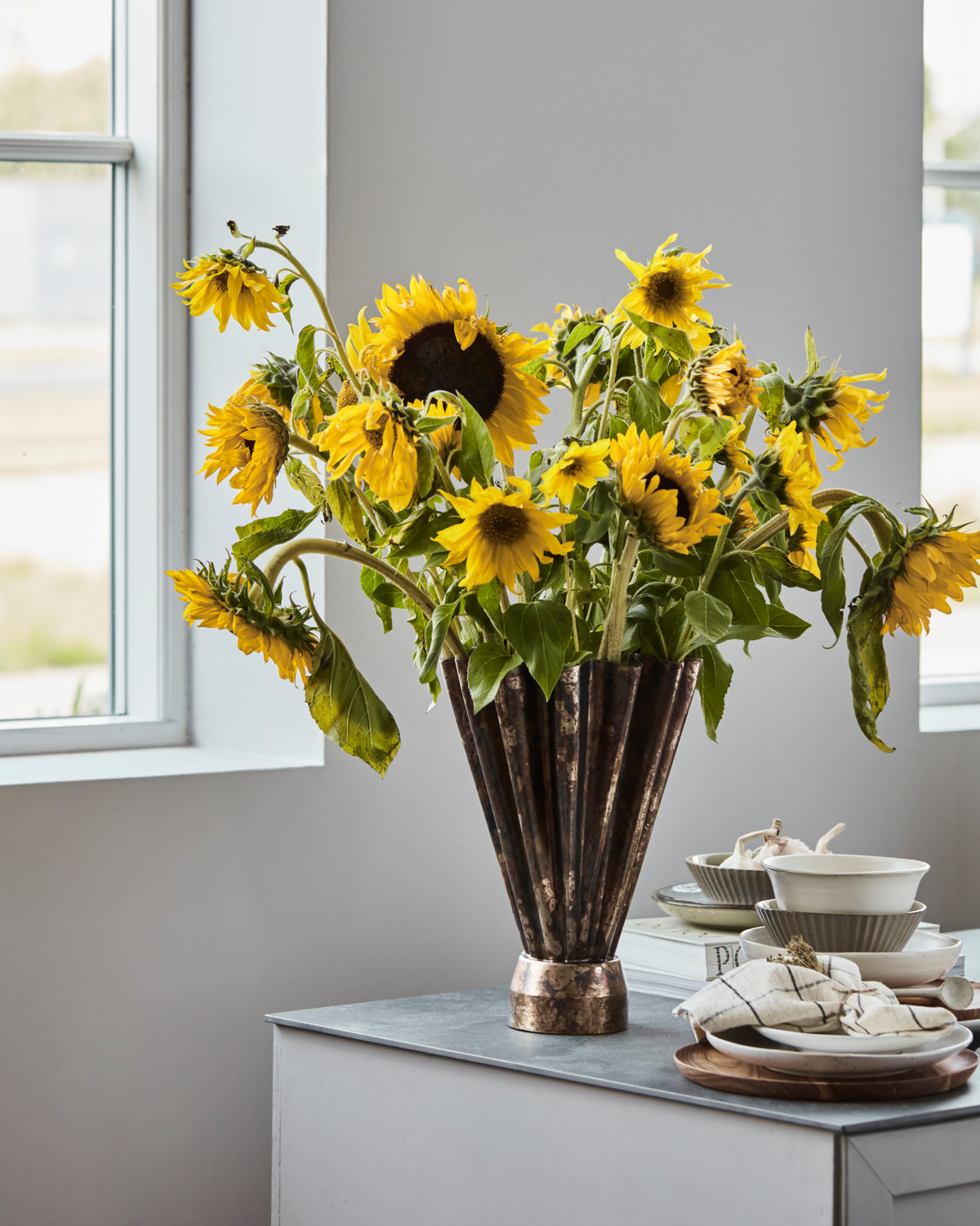 Vase, Flood, Antik brun H33 cm