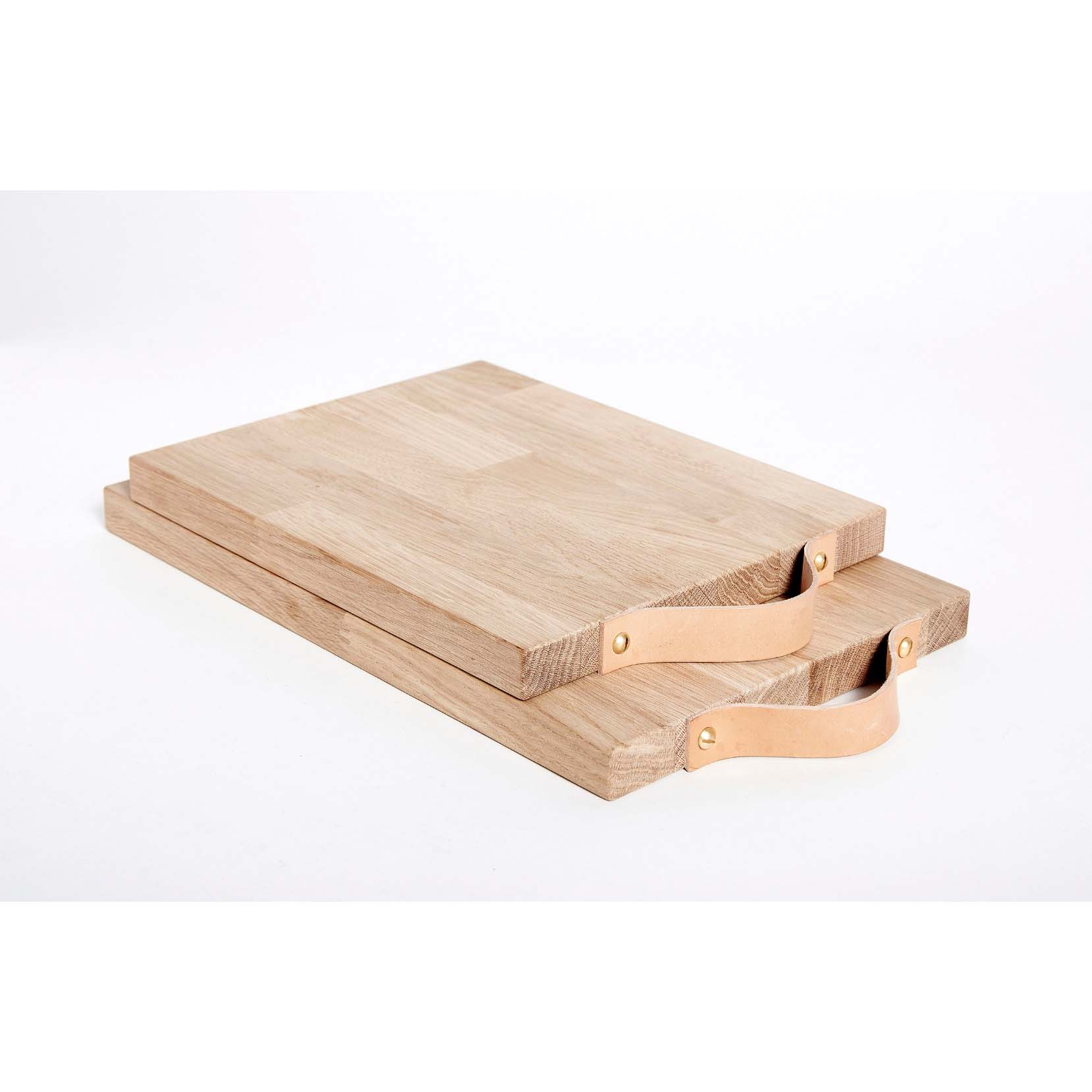 Serveringsbræt med læder strop, Eg - Medium