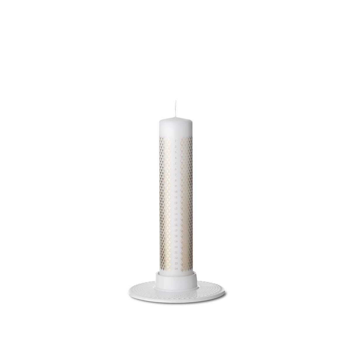 Rhombe Bloklysestage Ø14,5 cm hvid porcelæn
