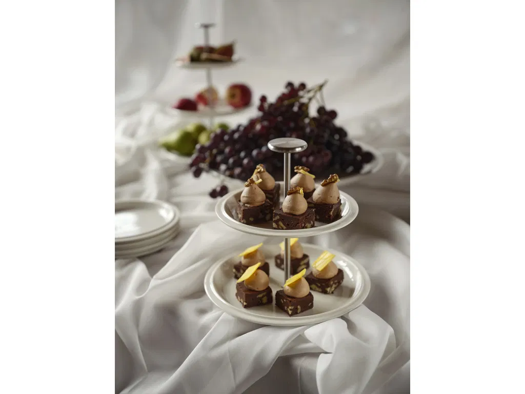 Zone Serveringsopsats, to etager Eau 20 cm Offwhite Porcelæn