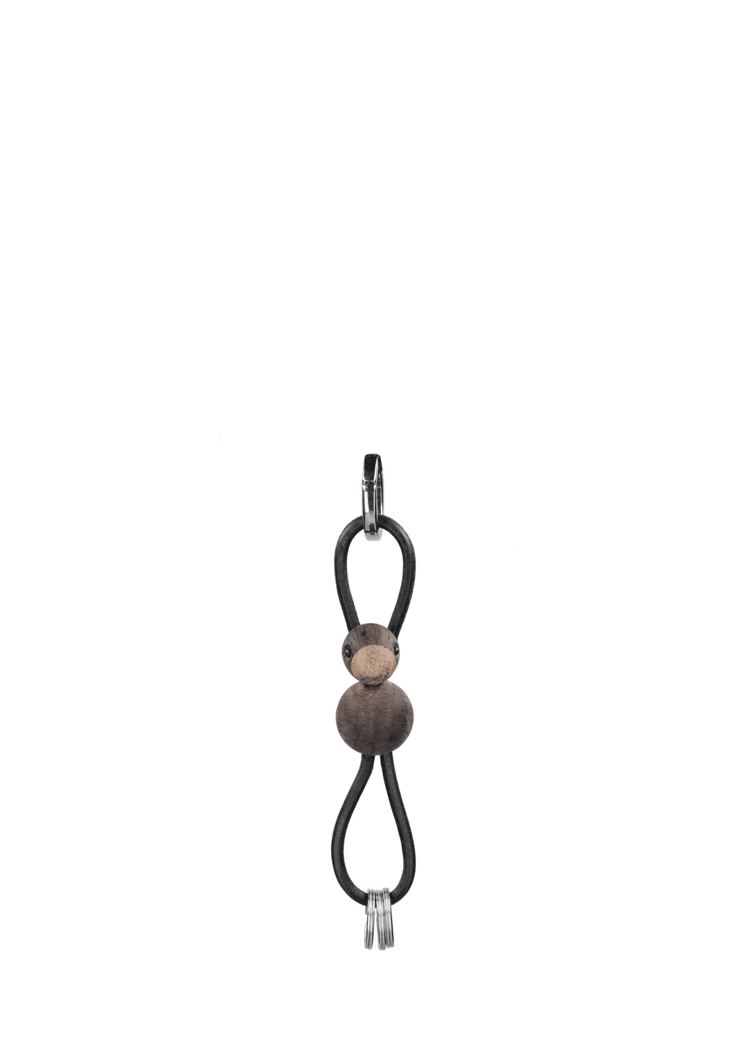 Kay Bojesen Fugl sølv nøglering med sort læder røget eg