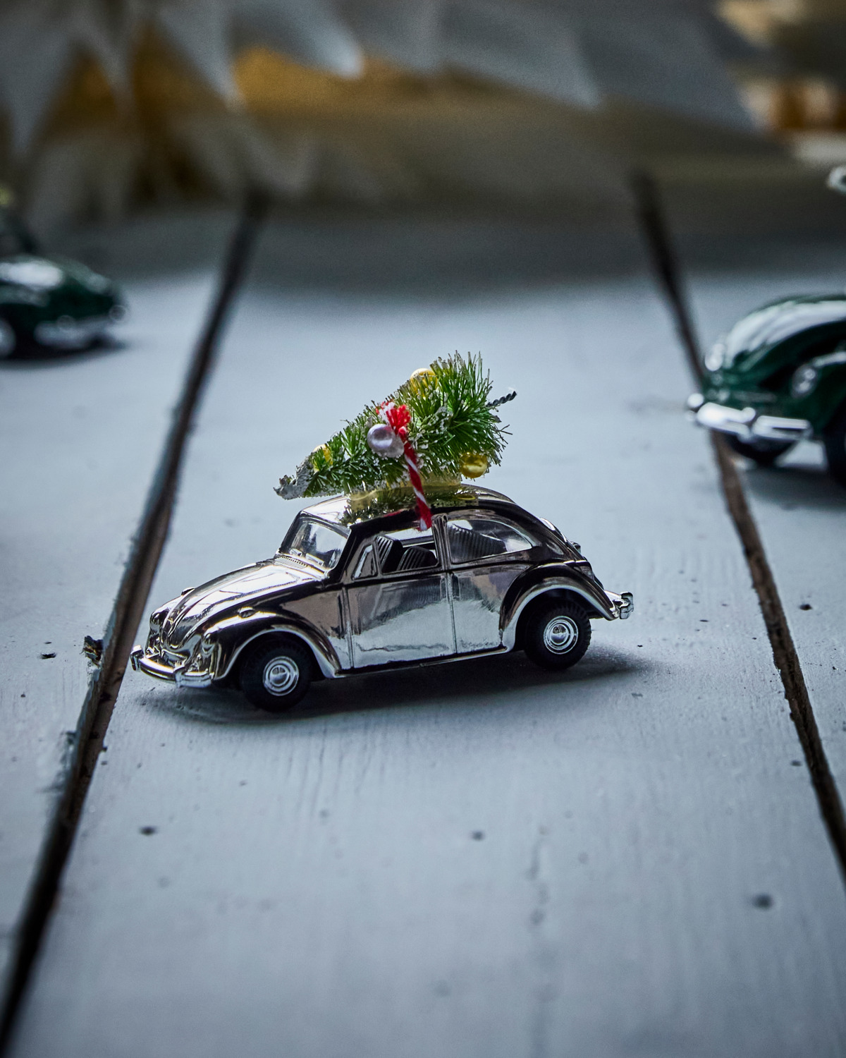 Dekoration, Mini Xmas car, Sølv