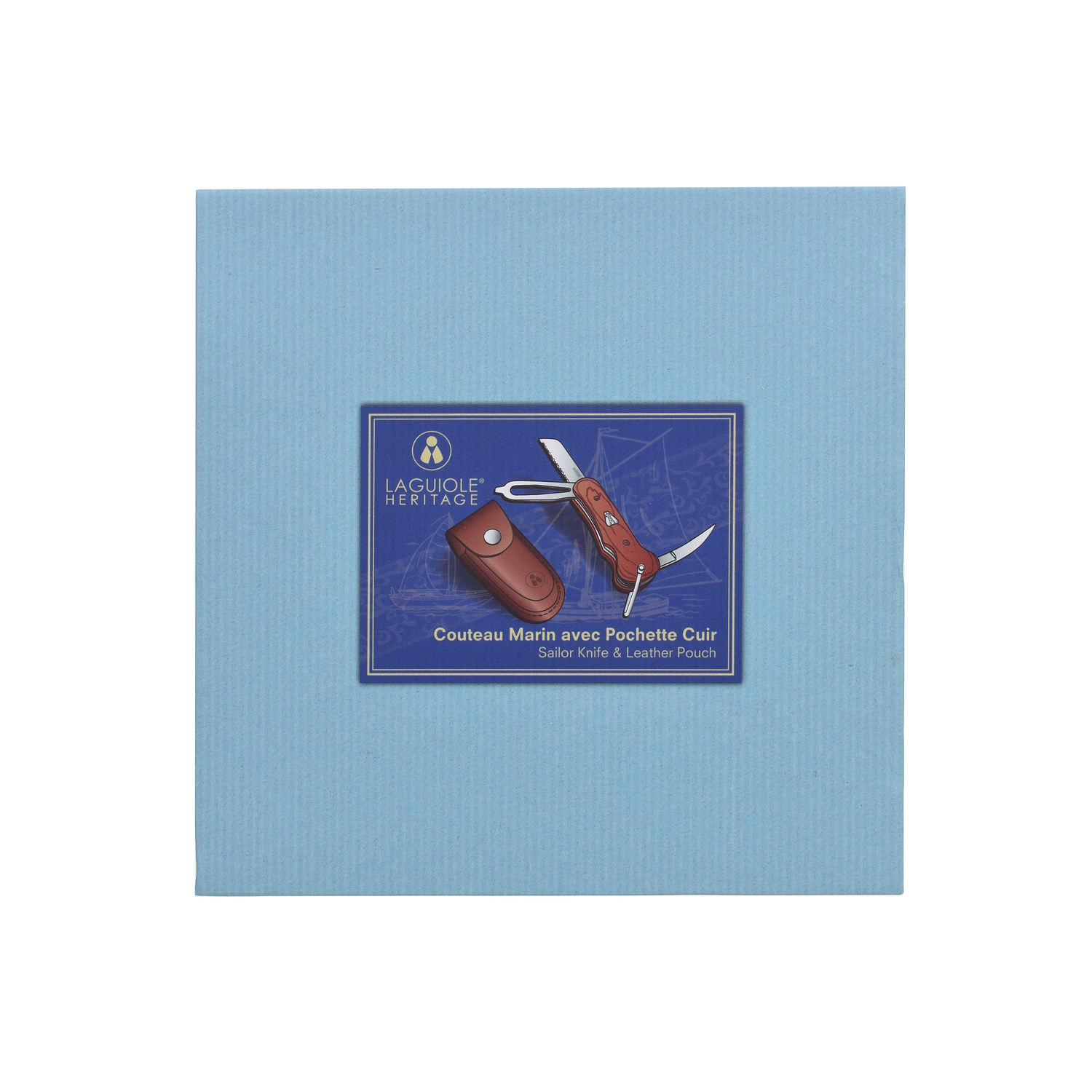 Laguiole Herit Sejler Foldekniv med Læder etui