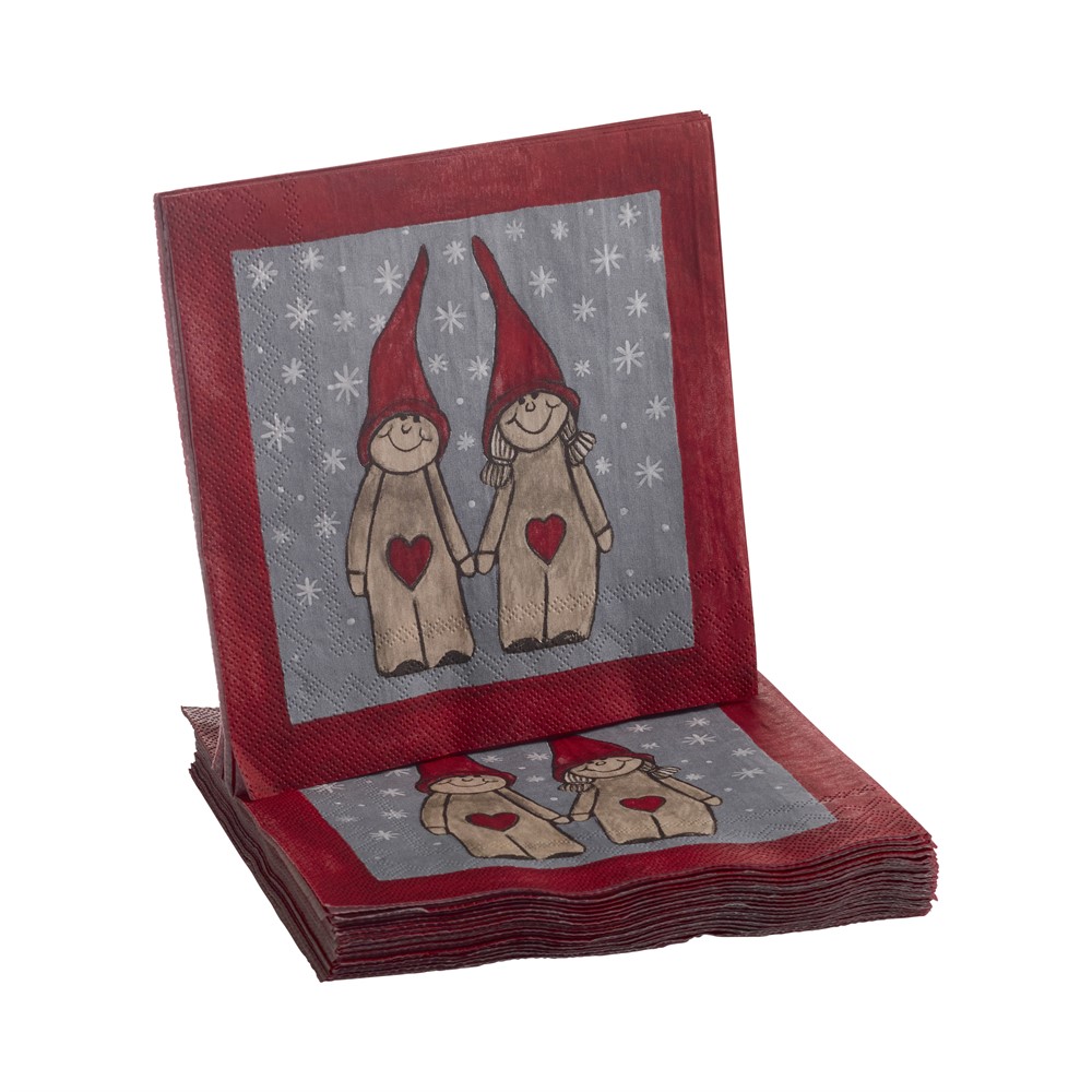 Servietter Peek-a-boo Santa, rød 20stk 33x33cm