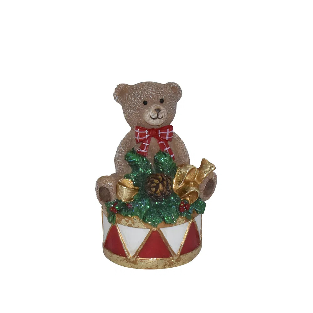 Bamse på tromme, multifarvet, H8/D5 cm*