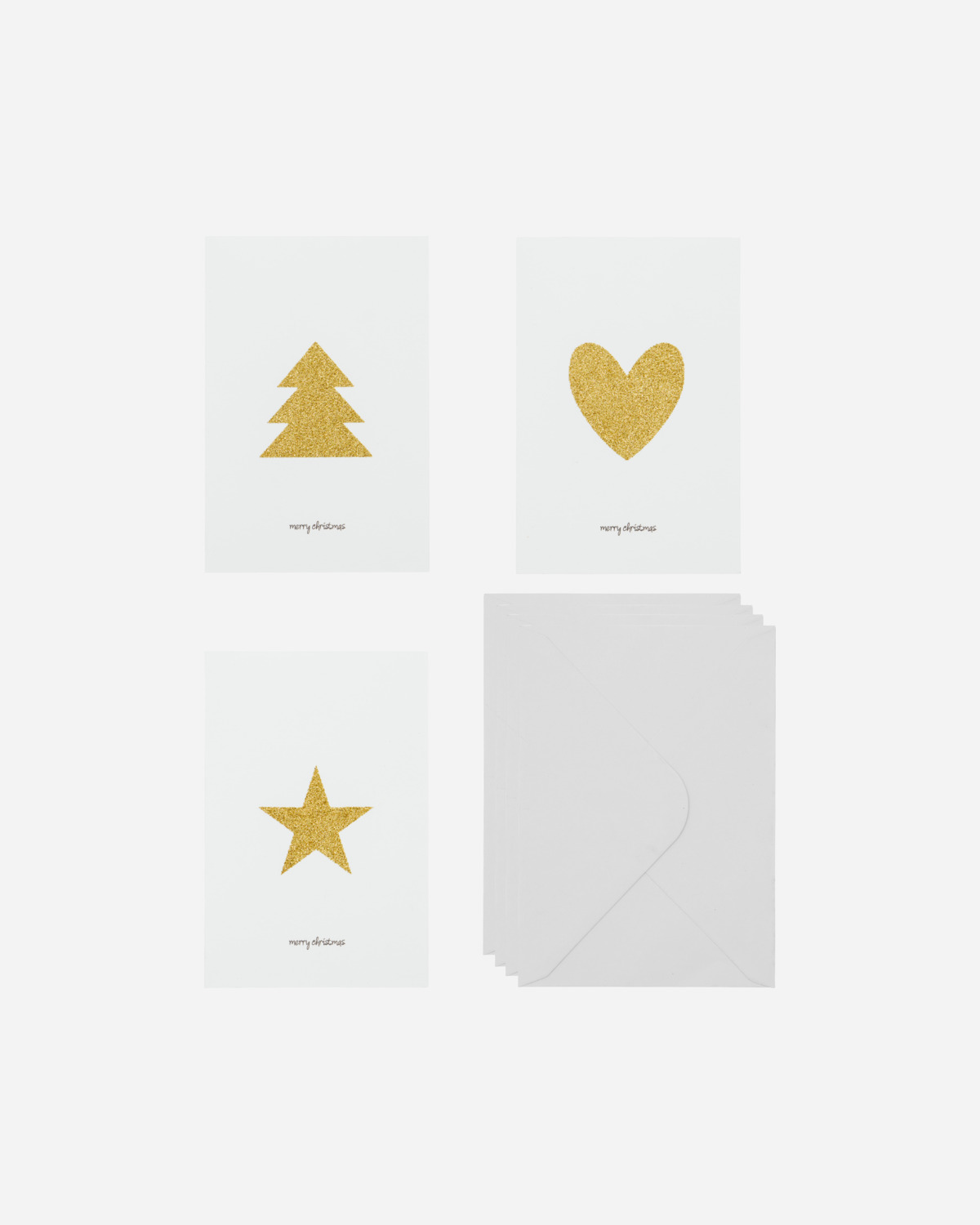 Lykønskningskort 6 stk, Glitr med kuvert, Hvid/Gylden