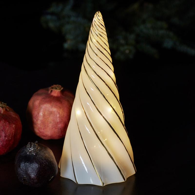 Sirius Vilma Træ, Hvid/Guld, Ø11.5 x H23.5 cm