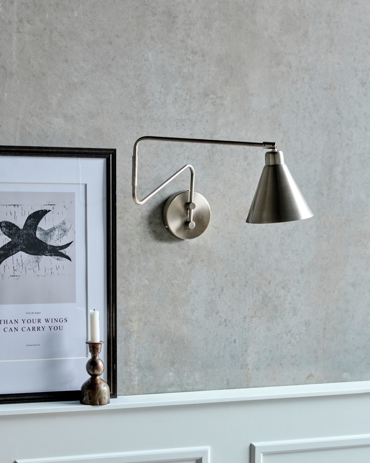 Væglampe, Game, Børstet sølvfinish