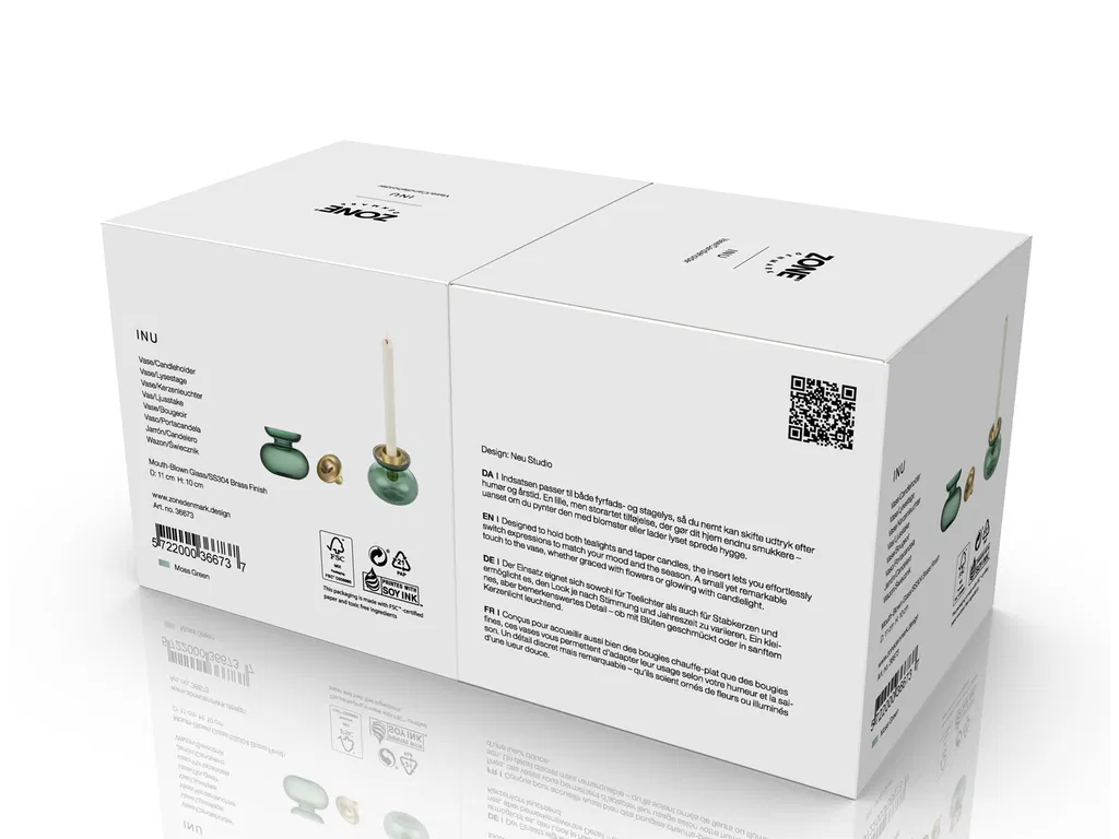 Zone Denmark Vase/Lysestage Inu 11 x 10 cm Mos Grøn/Messing