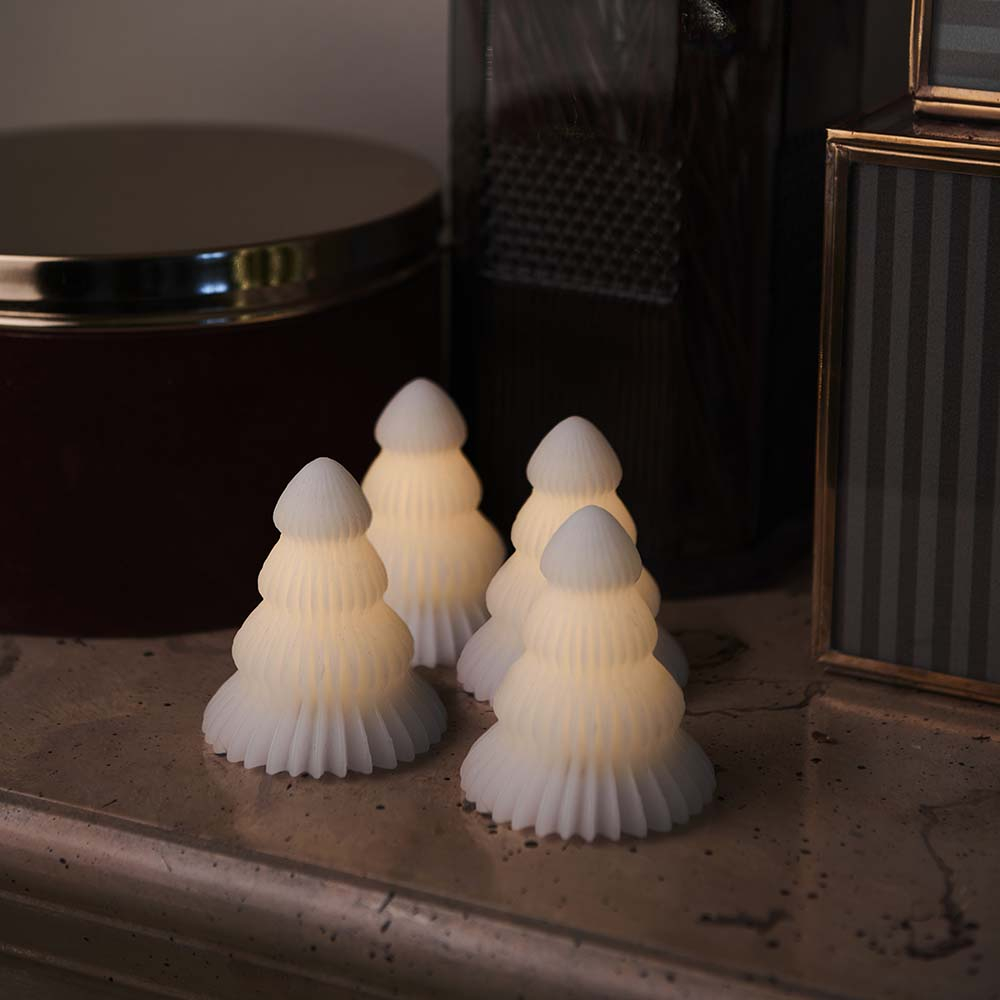 Claire Tree mini, 4 stk sæt, H 7 cm, hvid