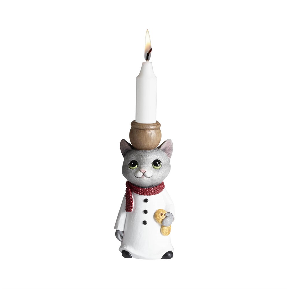 Lysestage Kat, Snowman H.14,8cm