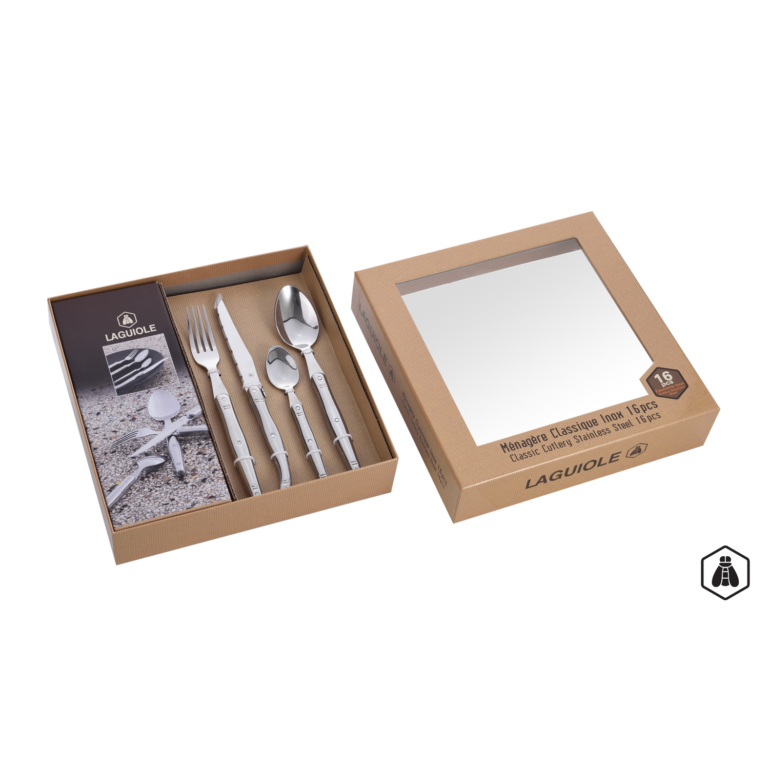 Laguiole Rustfrit stål bestiksæt 16 dele