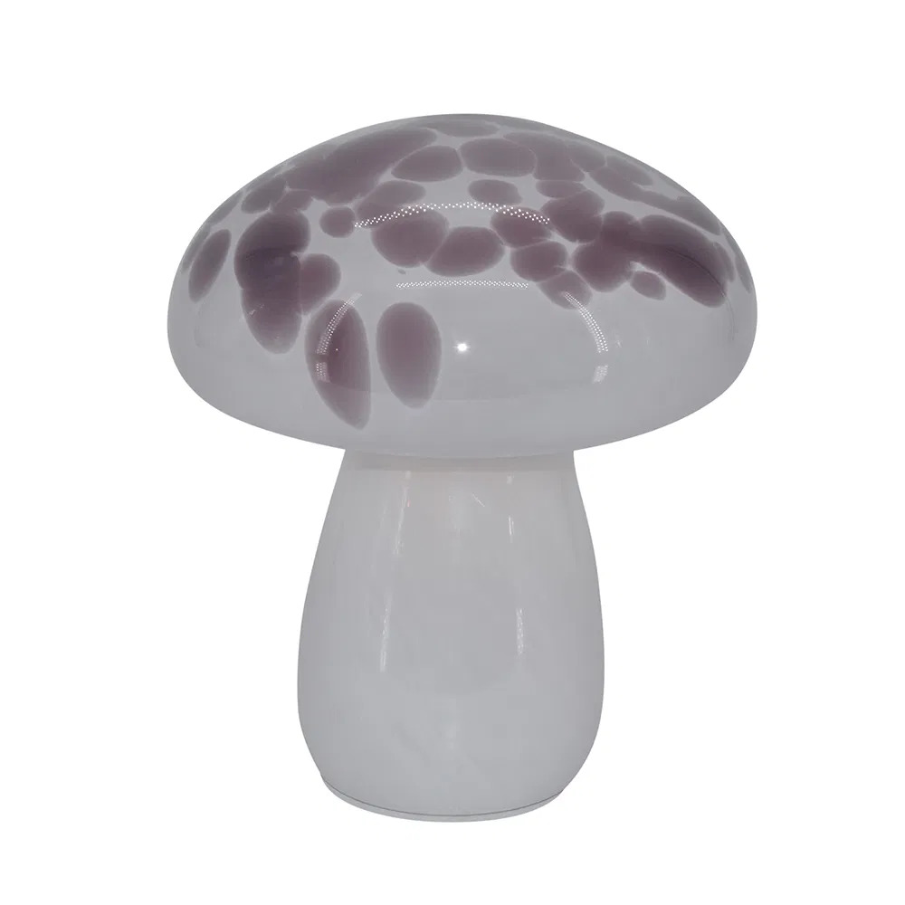 Mushroom glaslampe LED, stor, lavendel, H18/D16 cm