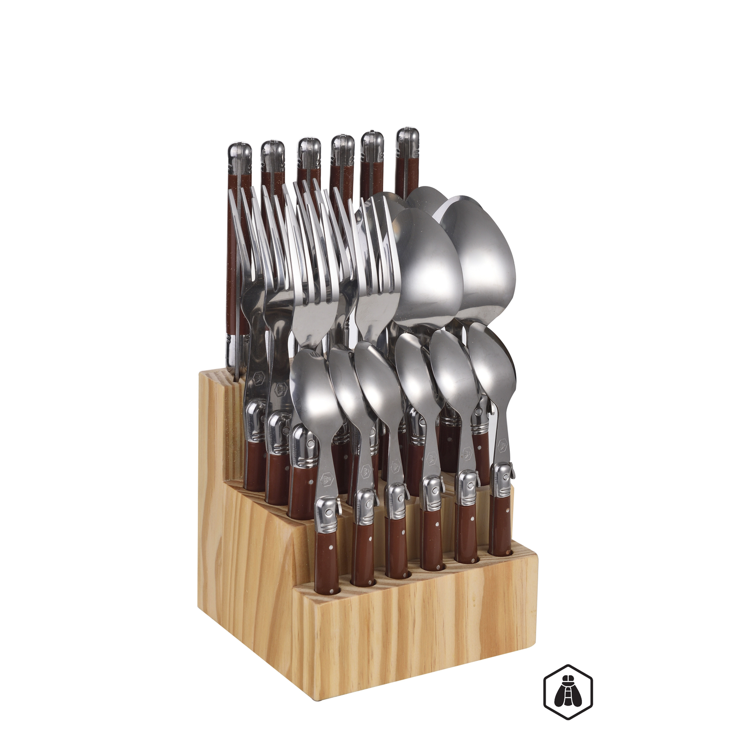 Laguiole Bestik i træholder 24 dele